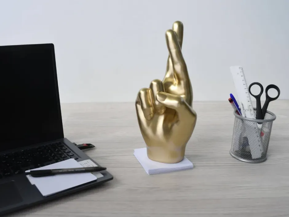 Statues & Sculptures Table Top|Contemporary^Hope Hand 28cm Gold Resin Indoor Sculpture