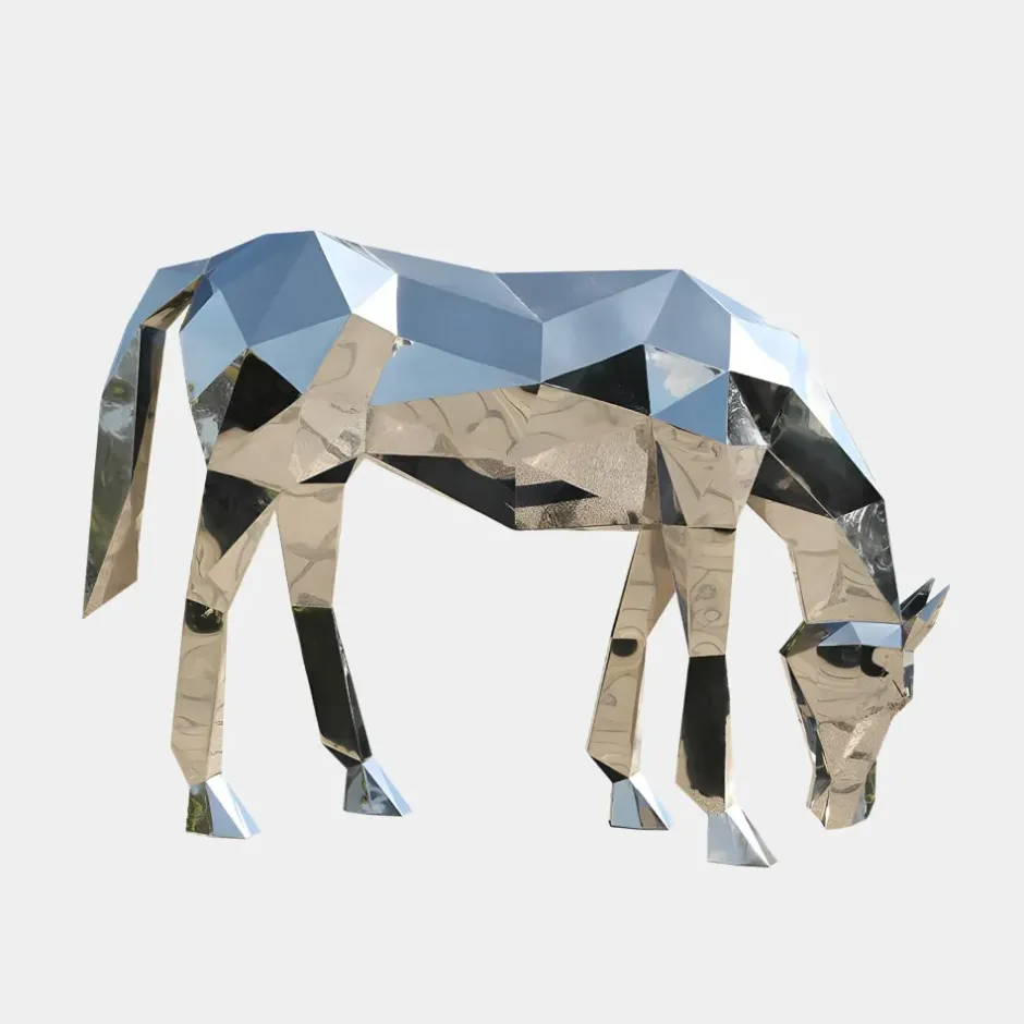 Statues & Sculptures Wildlife|Horses^Horse 130cm Geometric Metal Garden Sculpture
