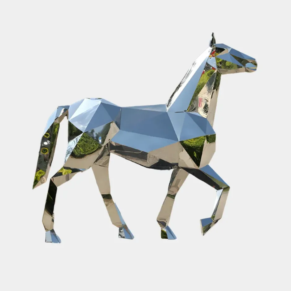 Statues & Sculptures Wildlife|Horses^Horse 182cm Geometric Metal Garden Sculpture