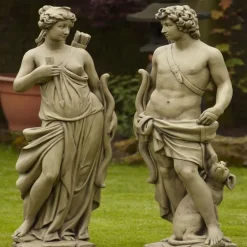 Statues & Sculptures Roman^Hunter and Diana 140cm Stone Garden Statues