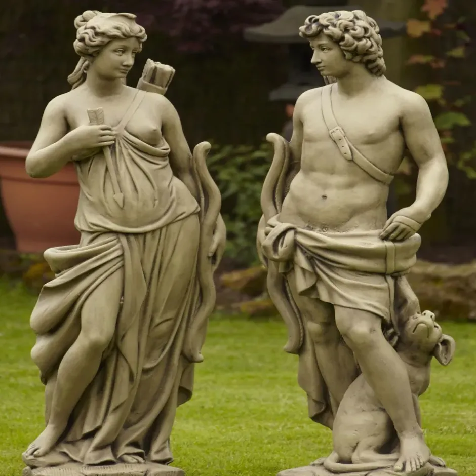 Statues & Sculptures Roman^Hunter and Diana 140cm Stone Garden Statues