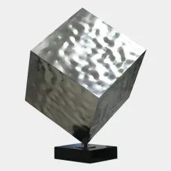 Statues & Sculptures Table Top|Abstract^Hyper Cube 75cm Silver Metal Indoor Sculpture