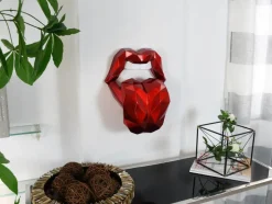 Statues & Sculptures Wall Art|Contemporary^Iconic Lips 42cm Red Resin Wall Sculpture