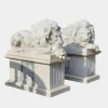 Statues & Sculptures Lions|Modern^Imperial Lion 120cm White Marble Garden Statue