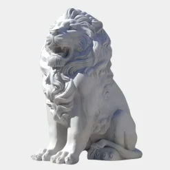 Statues & Sculptures Lions|Modern^Imperial Lion 150cm White Marble Garden Statue
