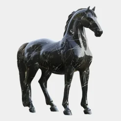 Statues & Sculptures Horses^Imperial Stallion 220cm Black Marble Garden Statue