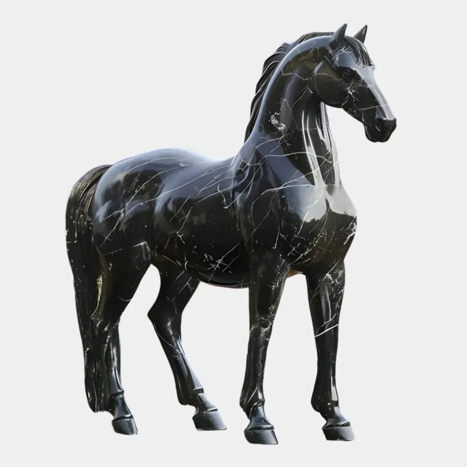 Statues & Sculptures Horses^Imperial Stallion 220cm Black Marble Garden Statue