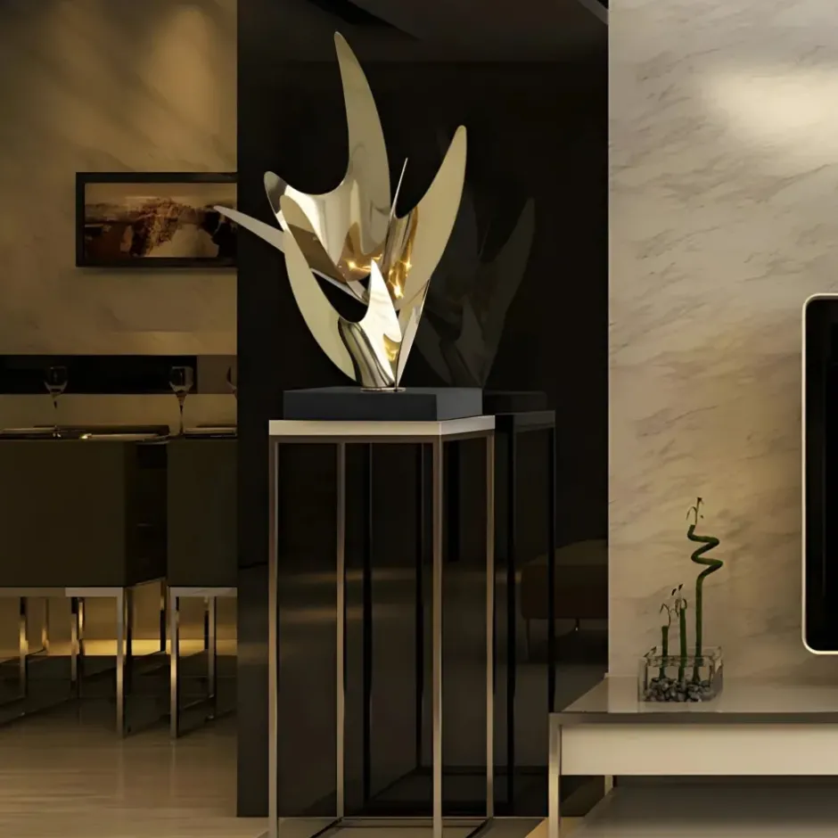 Statues & Sculptures Table Top|Abstract^Infinite Bloom 71cm Silver Metal Indoor Sculpture