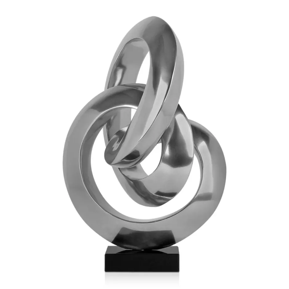Statues & Sculptures Table Top|Abstract^Infinite Orbit 45cm Silver Resin Indoor Sculpture