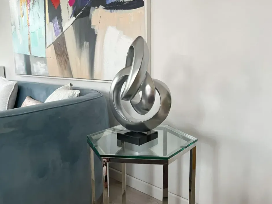 Statues & Sculptures Table Top|Abstract^Infinite Orbit 45cm Silver Resin Indoor Sculpture