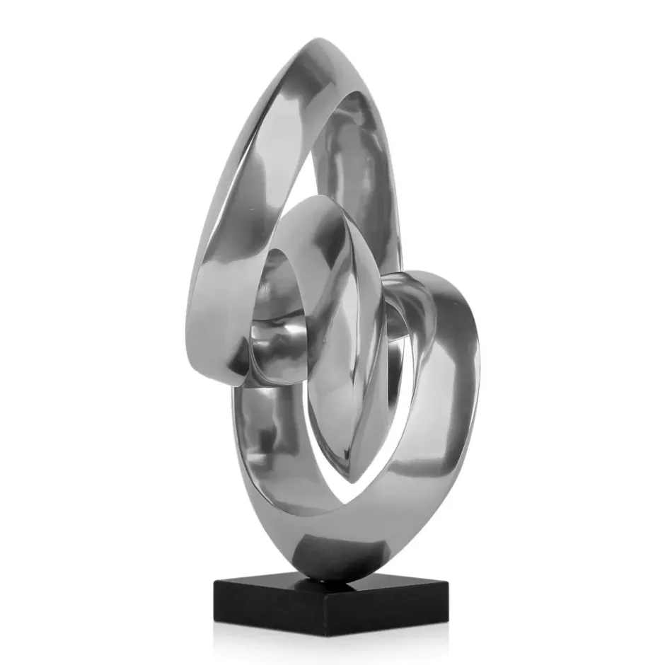 Statues & Sculptures Table Top|Abstract^Infinite Orbit 45cm Silver Resin Indoor Sculpture