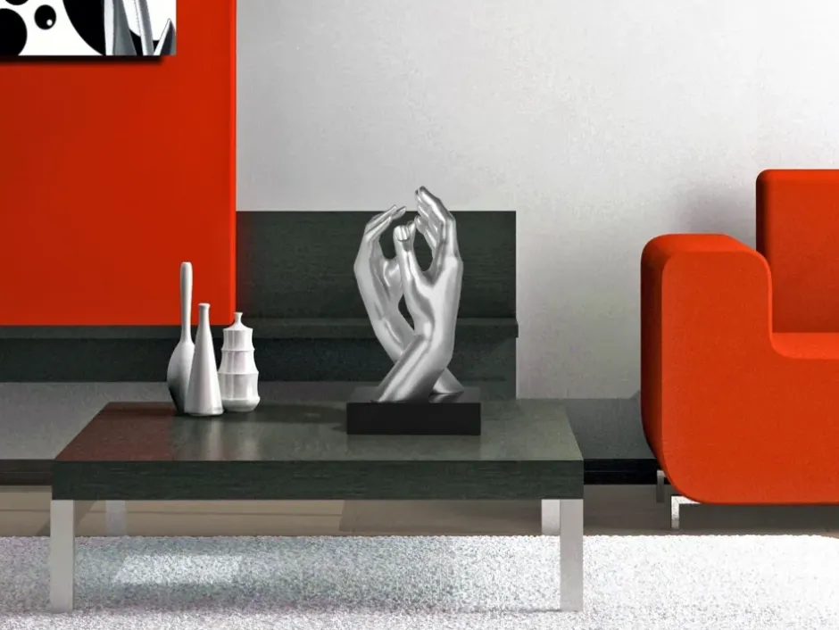 Statues & Sculptures Table Top|Contemporary^Infinite Touch 36cm Silver Resin Indoor Sculpture