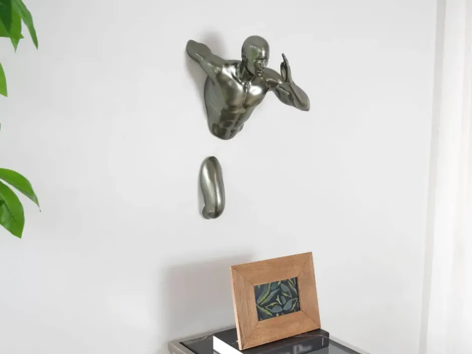 Statues & Sculptures Figurative|Wall Art^Infinity Man 50cm Anthracite Resin Wall Sculpture