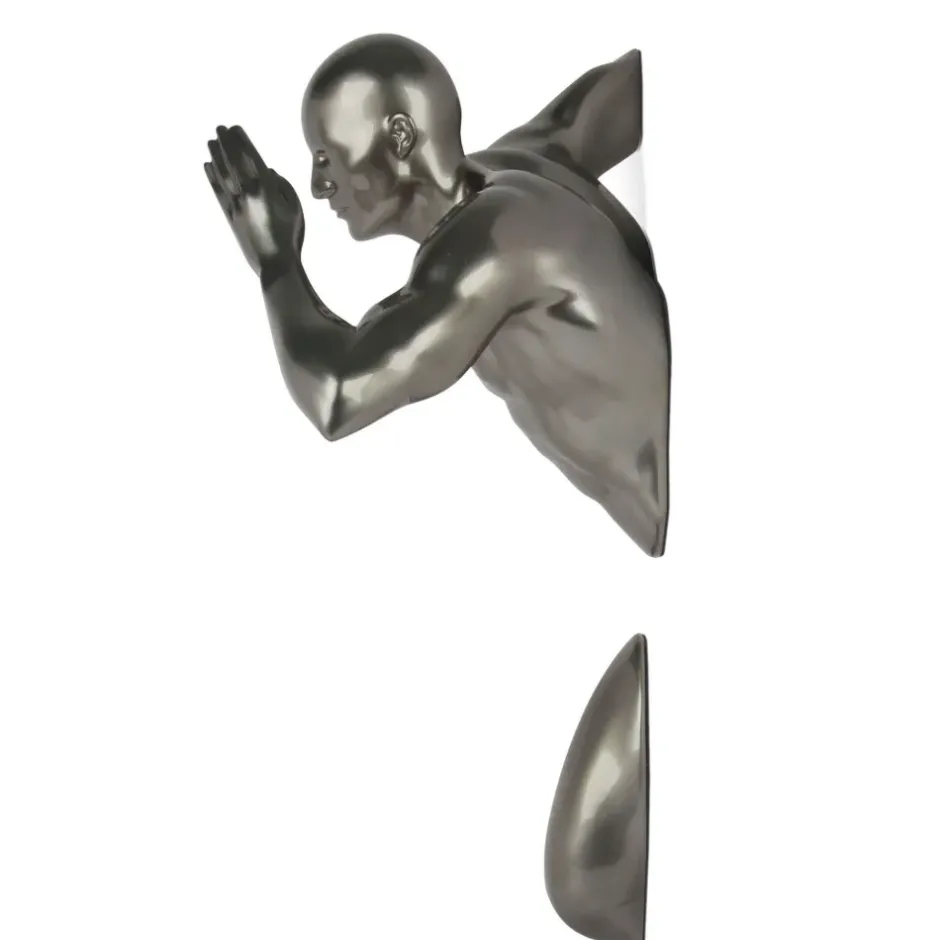 Statues & Sculptures Figurative|Wall Art^Infinity Man 50cm Anthracite Resin Wall Sculpture