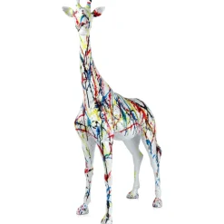 Statues & Sculptures Floor Standing|Animals^Inked Giraffe 100cm Multicolour Resin Indoor Sculpture