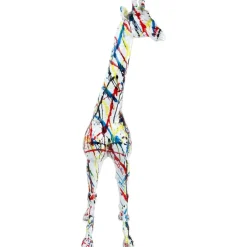Statues & Sculptures Floor Standing|Animals^Inked Giraffe 100cm Multicolour Resin Indoor Sculpture