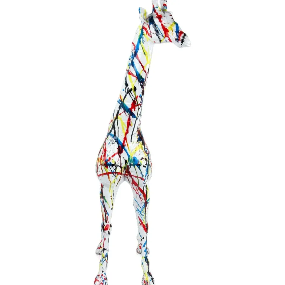 Statues & Sculptures Floor Standing|Animals^Inked Giraffe 100cm Multicolour Resin Indoor Sculpture