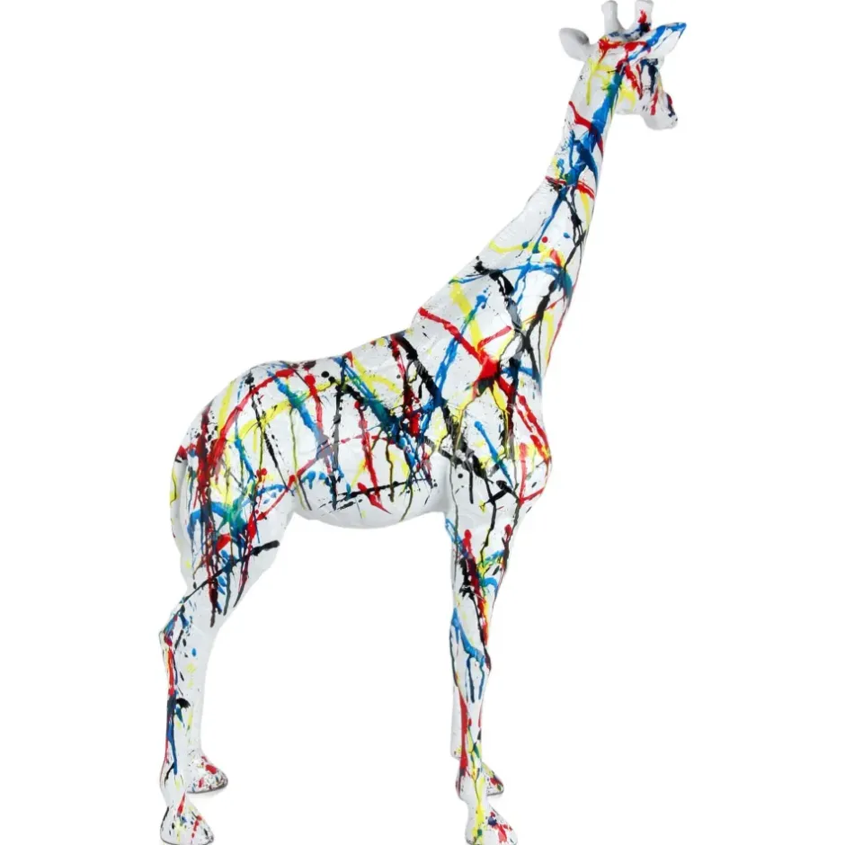 Statues & Sculptures Floor Standing|Animals^Inked Giraffe 100cm Multicolour Resin Indoor Sculpture