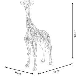 Statues & Sculptures Floor Standing|Animals^Inked Giraffe 100cm Multicolour Resin Indoor Sculpture