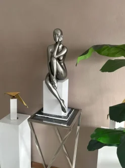 Statues & Sculptures Figurative|Floor Standing^Introspective 74cm Anthracite Resin Indoor Sculpture