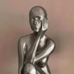 Statues & Sculptures Figurative|Floor Standing^Introspective 74cm Anthracite Resin Indoor Sculpture