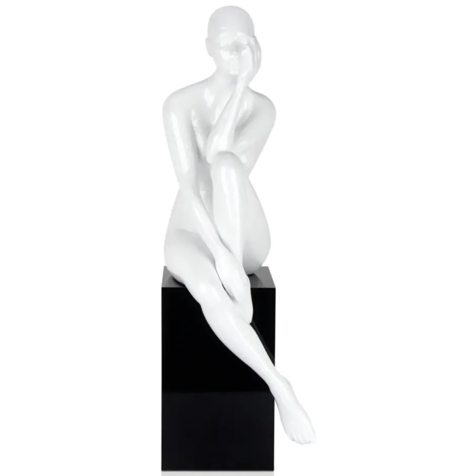 Statues & Sculptures Figurative|Floor Standing^Introspective 74cm White Resin Indoor Sculpture