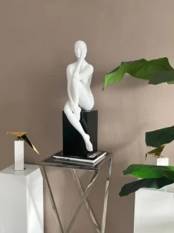 Statues & Sculptures Figurative|Floor Standing^Introspective 74cm White Resin Indoor Sculpture