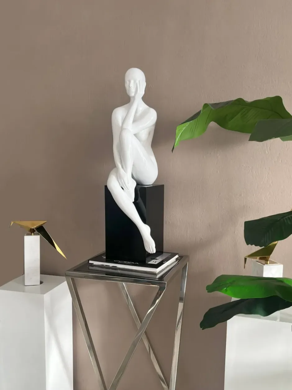 Statues & Sculptures Figurative|Floor Standing^Introspective 74cm White Resin Indoor Sculpture