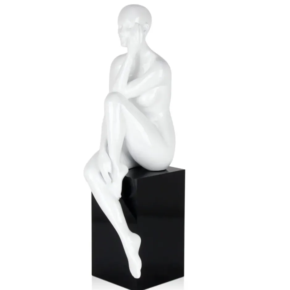 Statues & Sculptures Figurative|Floor Standing^Introspective 74cm White Resin Indoor Sculpture