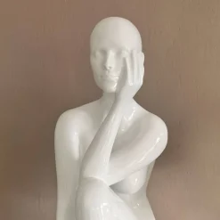 Statues & Sculptures Figurative|Floor Standing^Introspective 74cm White Resin Indoor Sculpture