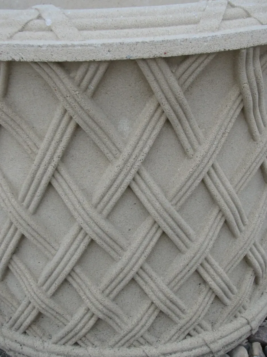 Statues & Sculptures Large|Round^Jardinier Basket Weave 45cm Stone Garden Planter