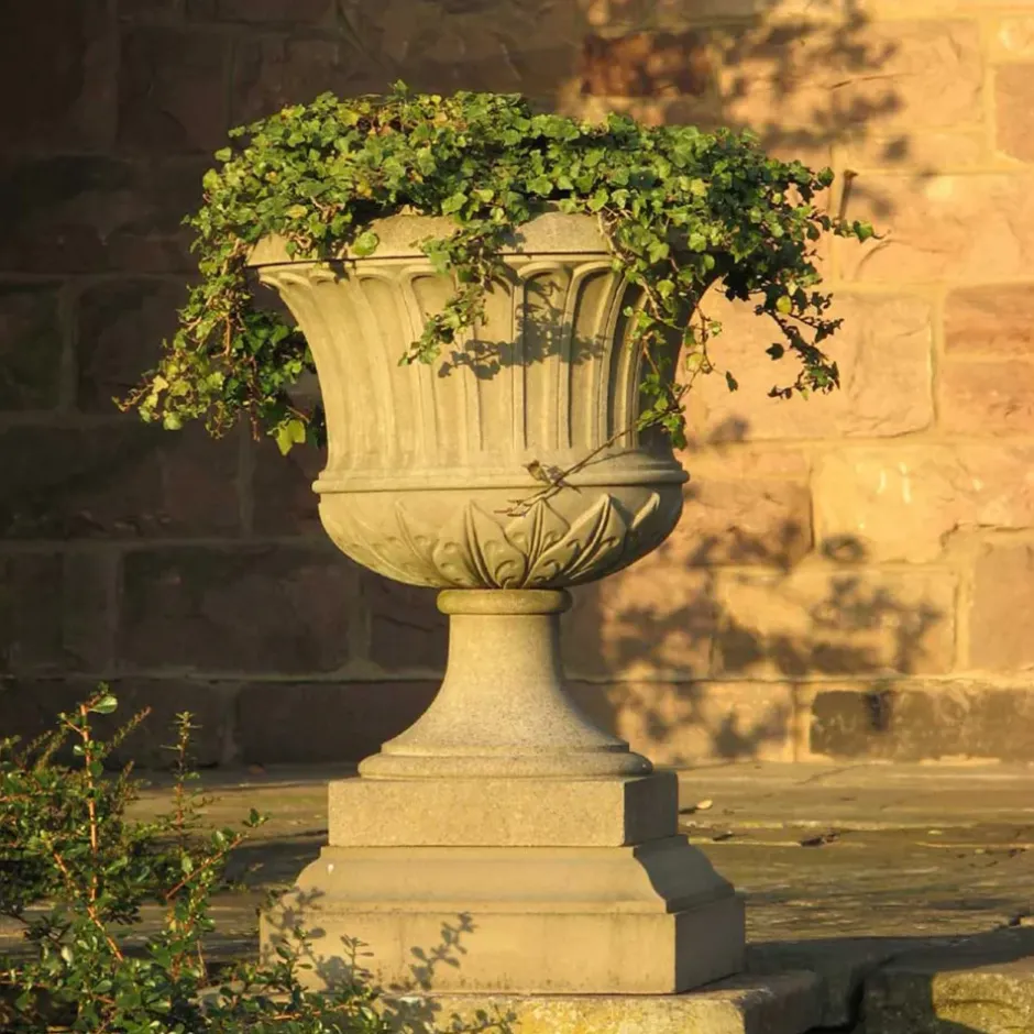 Statues & Sculptures Large|Round^Kensington Urn Stone Garden Planter on Plinth