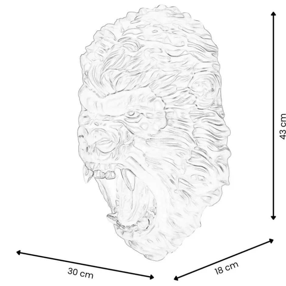 Statues & Sculptures Wall Art|Animals^King Gorilla 43cm White Resin Wall Sculpture