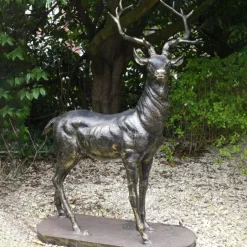 Statues & Sculptures Stags & Deers^Large Deer Left Facing Stag Bronze Metal Garden Statue