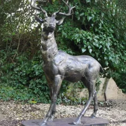 Statues & Sculptures Stags & Deers^Large Deer Right Facing Stag Bronze Metal Garden Statue