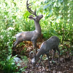Statues & Sculptures Stags & Deers^Large Stag & Doe Deer Bronze Garden Statues