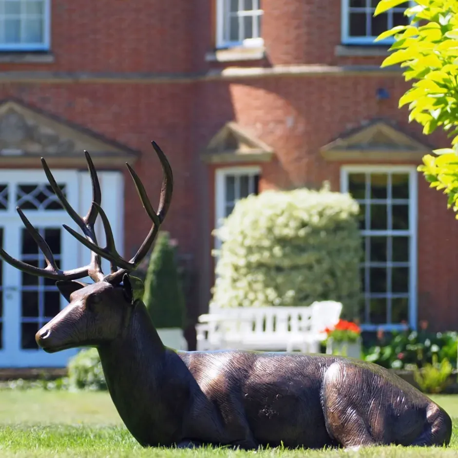 Statues & Sculptures Stags & Deers^Laying Deer Stag Bronze Metal Garden Statue