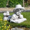 Statues & Sculptures Children^Laying Reading Boy 36cm Stone Resin Garden Statue