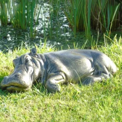 Statues & Sculptures Wildlife^Lazy Hippo Bronze Metal Garden Statue