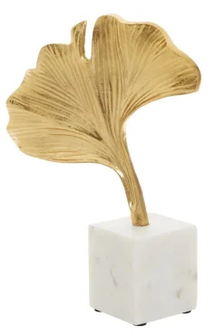 Statues & Sculptures Table Top|Contemporary^Leaf of Light 30cm Gold Metal Indoor Sculpture