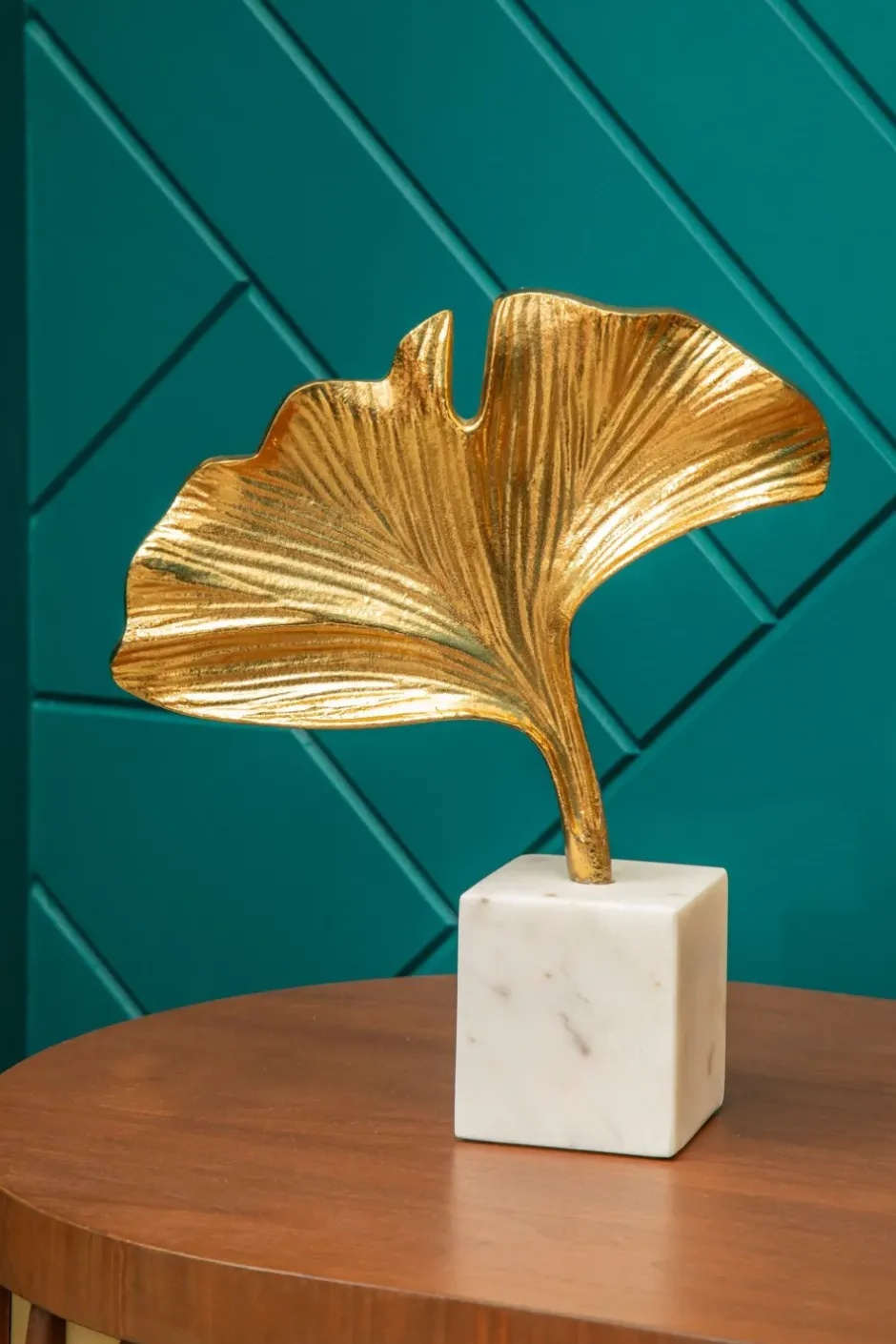 Statues & Sculptures Table Top|Contemporary^Leaf of Light 30cm Gold Metal Indoor Sculpture
