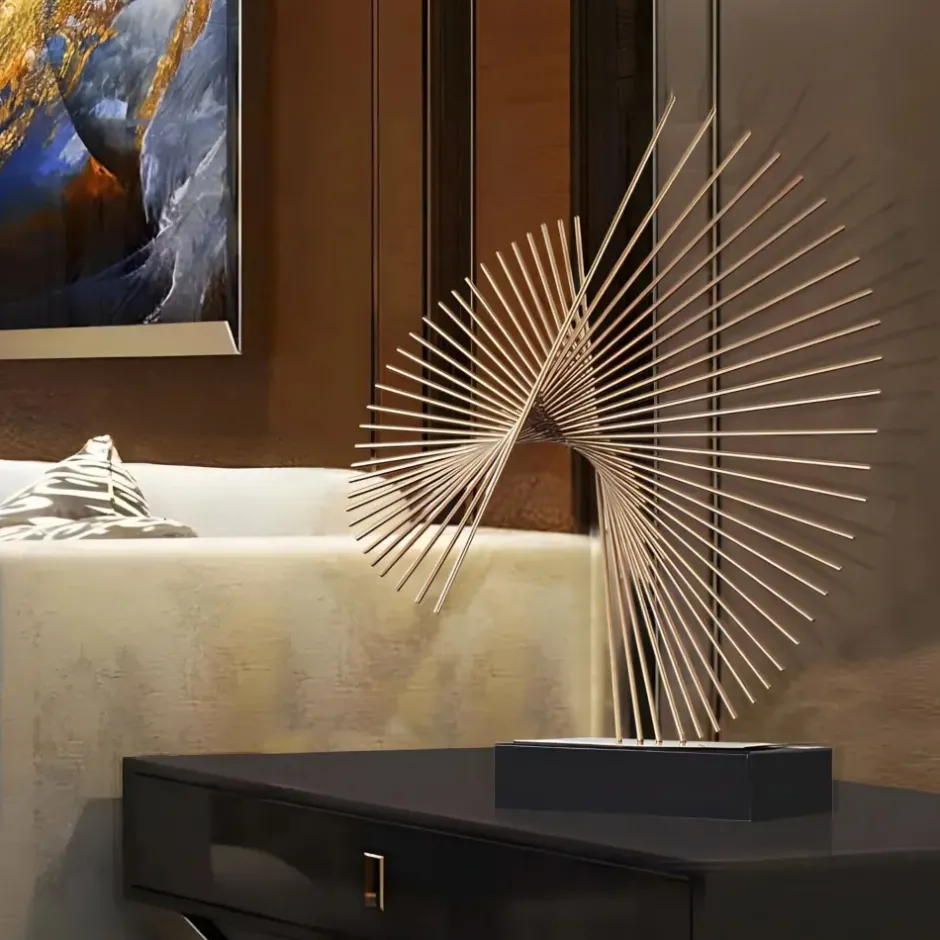Statues & Sculptures Table Top|Abstract^Linear Motion 64cm Gold Metal Indoor Sculpture