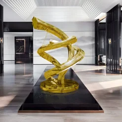 Statues & Sculptures Giant|Floor Standing^Liquid Helix 168cm Gold Metal Garden Sculpture