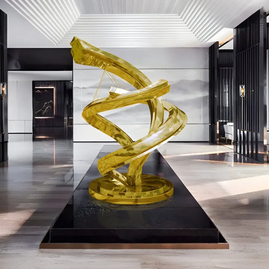 Statues & Sculptures Giant|Floor Standing^Liquid Helix 168cm Gold Metal Garden Sculpture