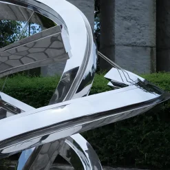 Statues & Sculptures Giant|Floor Standing^Liquid Helix 168cm Silver Metal Garden Sculpture