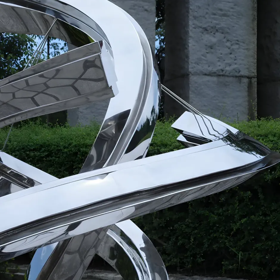 Statues & Sculptures Giant|Floor Standing^Liquid Helix 168cm Silver Metal Garden Sculpture