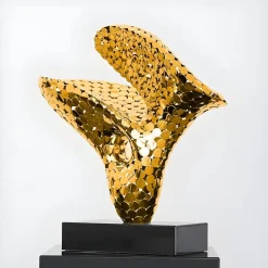Statues & Sculptures Table Top|Abstract^Lucid Motion 47cm Gold Metal Indoor Sculpture