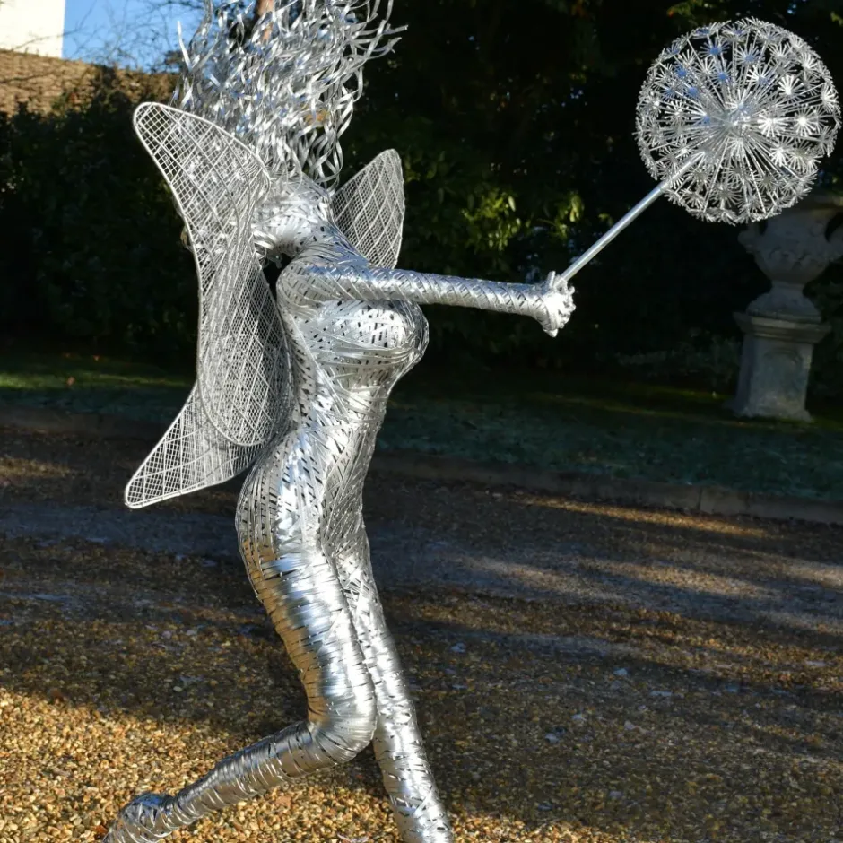 Statues & Sculptures Fairies^Luna Fairy Metal Wire Garden Sculpture