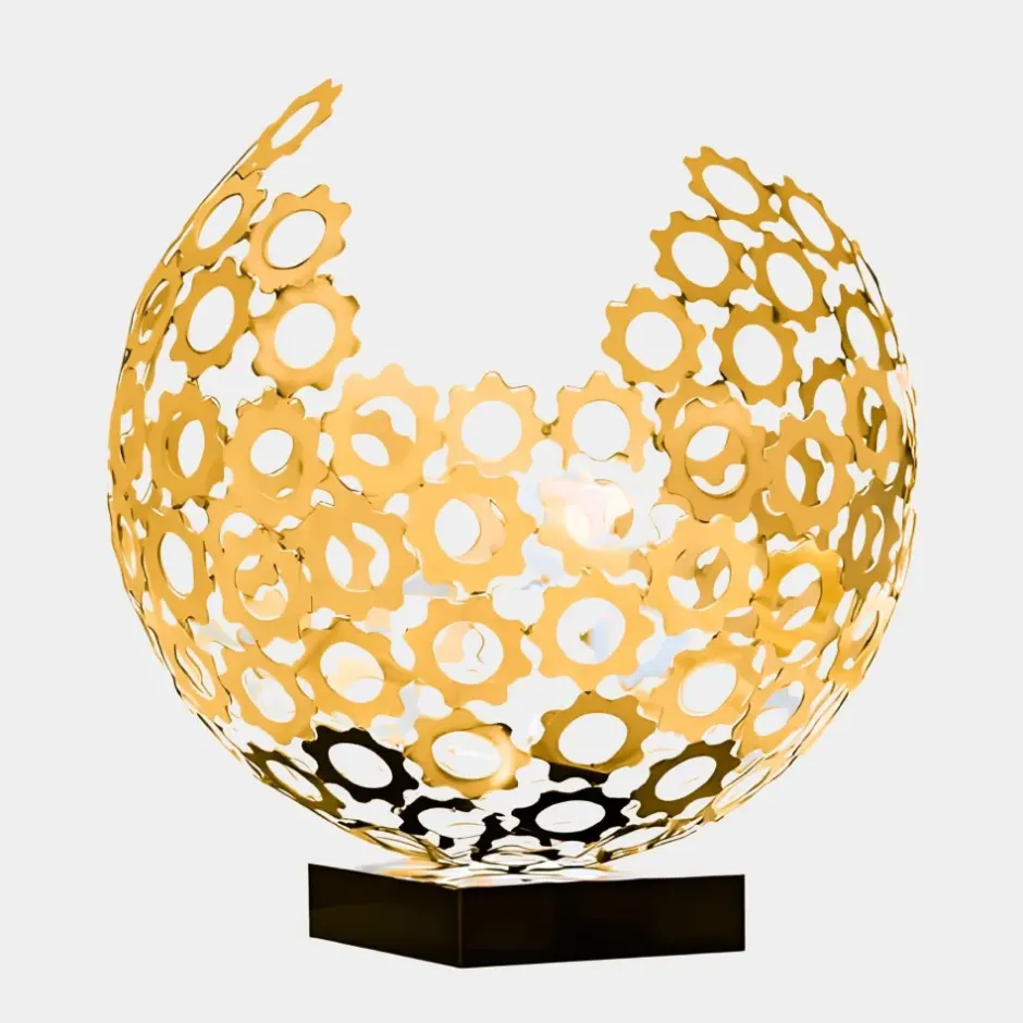 Statues & Sculptures Table Top|Abstract^Lunar Sphere 48cm Gold Metal Indoor Sculpture