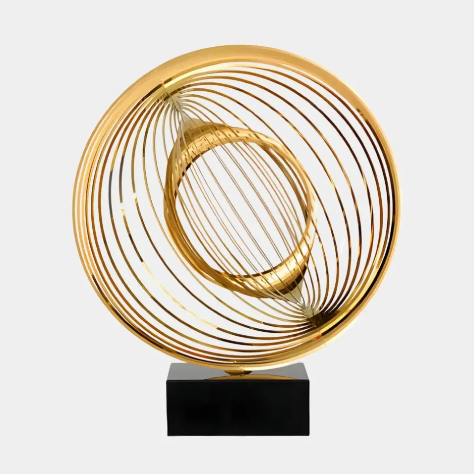 Statues & Sculptures Table Top|Abstract^Luxe Sphere 67cm Gold Metal Indoor Sculpture